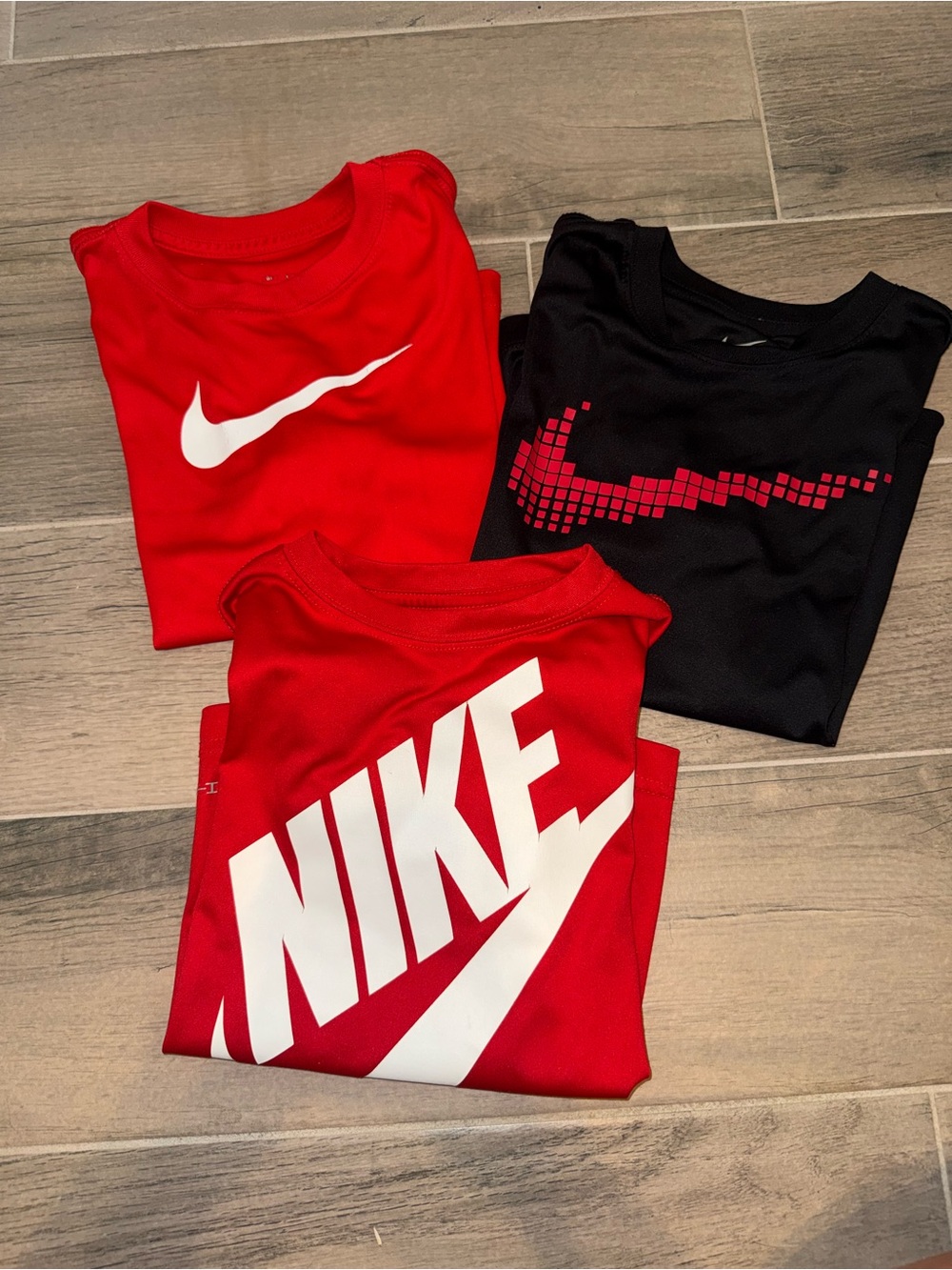 Nike Kids' Short-Sleeve Dri-Fit Logo Tee - Red & Black - 3 Pack